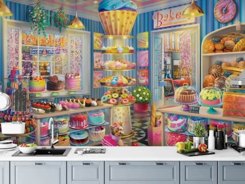 smakelijk cupcake store behang