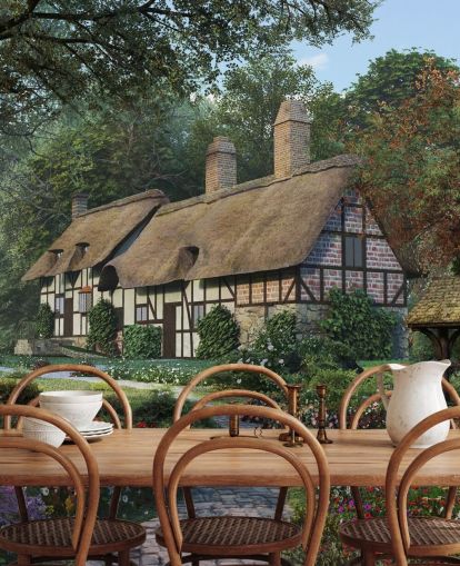 pretty thatched cottage and garden wallpaper pretty thatched cottage and garden wallpaper