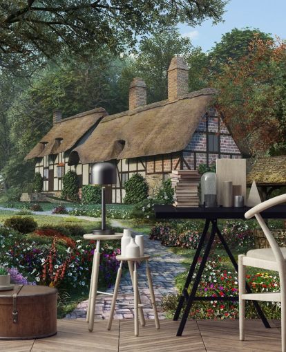 pretty thatched cottage and garden wallpaper pretty thatched cottage and garden wallpaper