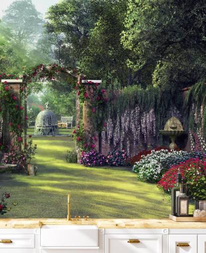 bunte Fassade Garten Tapete bunte Fassade Garten Tapete