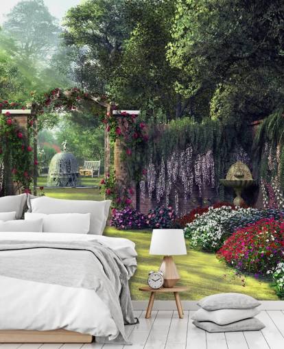 colourful facade garden wallpaper colourful facade garden wallpaper