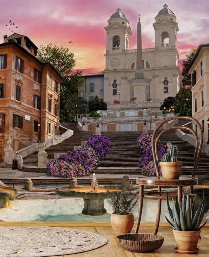 spanish steps and church wallpaper spanish steps and church wallpaper