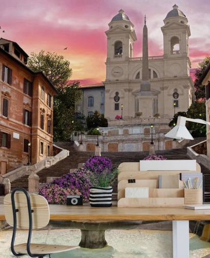 spanish steps and church wallpaper spanish steps and church wallpaper