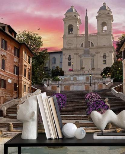 spanish steps and church wallpaper spanish steps and church wallpaper