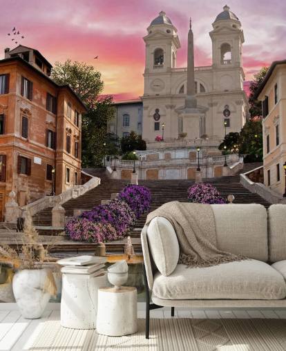 spanish steps and church wallpaper spanish steps and church wallpaper
