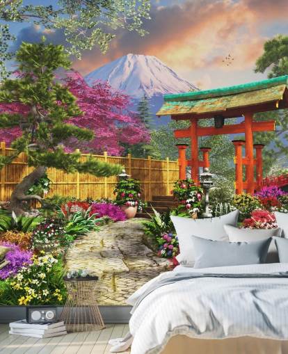 bunte japanische Garten-Tapete bunte japanische Garten-Tapete