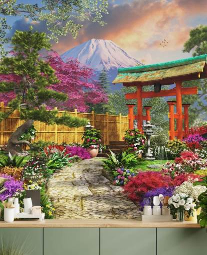 fargerik japansk hage tapet fargerik japansk hage tapet