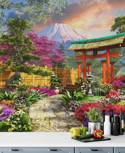 Fuji Flora Japanese Garden Wall Mural Fuji Flora Japanese Garden Wall Mural