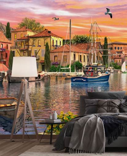 Harbour Sunset Boat Wallpaper Harbour Sunset Boat Wallpaper