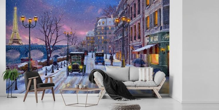snø gatene i paris tapet