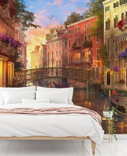 arte digital romántico del fondo de pantalla de canal y puente veneciano arte digital romántico del fondo de pantalla de canal y puente veneciano