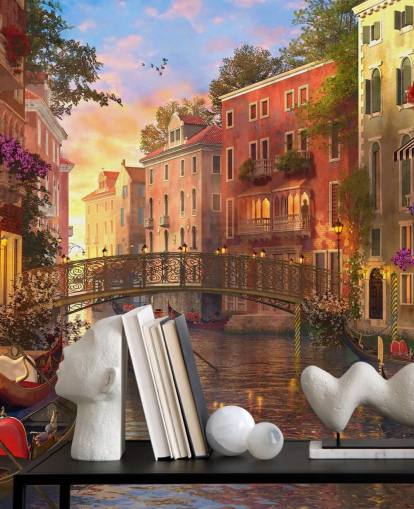 romantisk digital kunst av venetianske kanalen og bro tapet romantisk digital kunst av venetianske kanalen og bro tapet