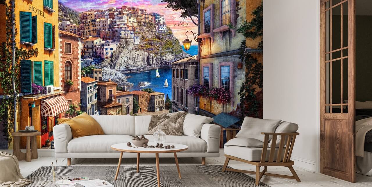 Italian Sunset Coast Wallpaper | Wallsauce US