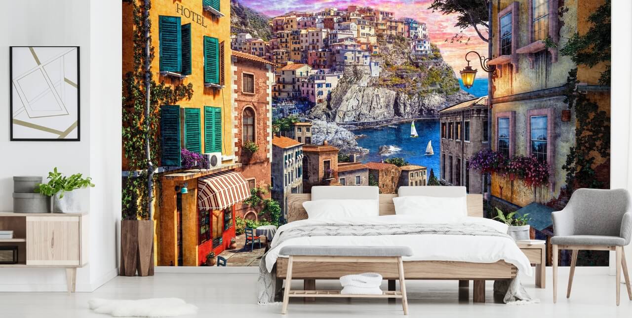 papel pintado calle tradicional italiana papel pintado calle tradicional italiana