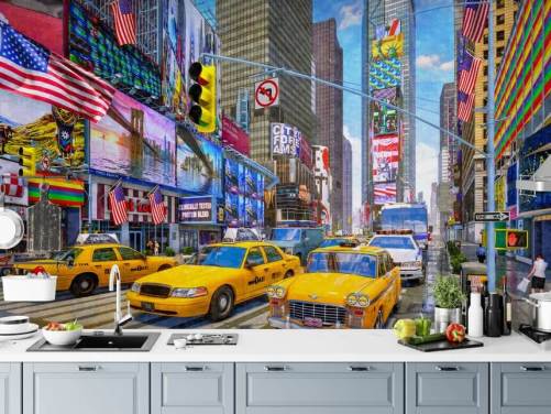 New Square Taxi Wall Mural