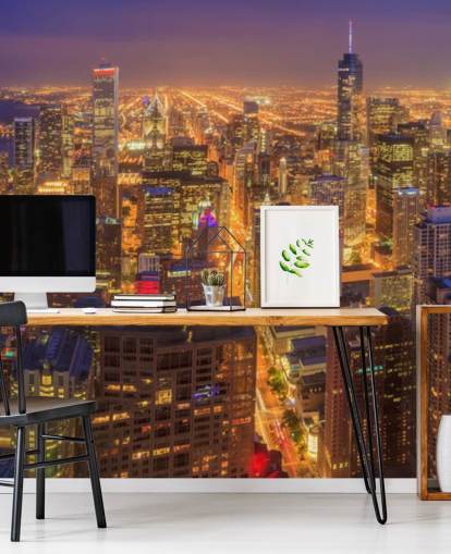 kleurrijk chicago's nachts behang kleurrijk chicago's nachts behang