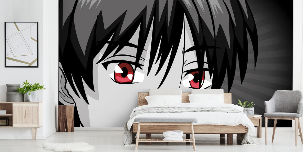 black and white manga man's face wallpaper
