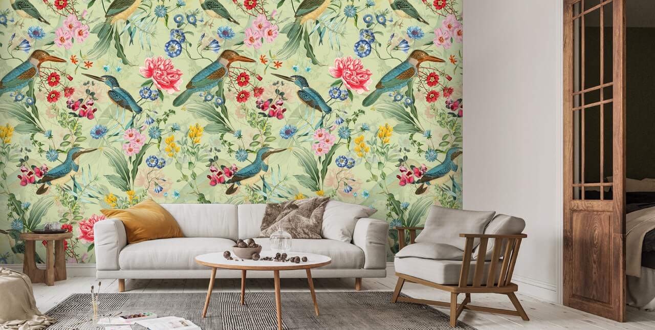 Hummingbirds Green Wallpaper | Wallsauce UK