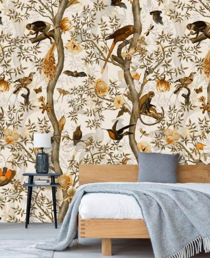 sinappi ja ruskea chinoiserie tapetti sinappi ja ruskea chinoiserie tapetti