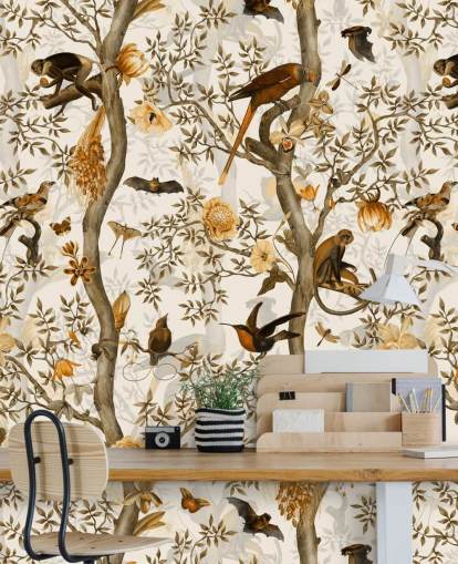 senap och brun chinoiserie tapeter senap och brun chinoiserie tapeter