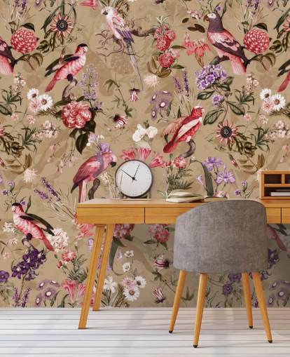 pink and purple bird floral wallpaper pink and purple bird floral wallpaper