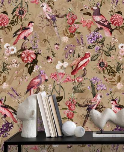 pink and purple bird floral wallpaper pink and purple bird floral wallpaper