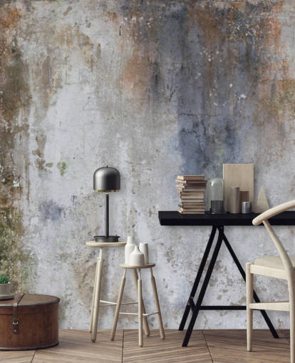 grey, blue and bronze custom concrete wall wallpaper mural called Industrial Wall grey, blue and bronze custom concrete wall wallpaper mural called Industrial Wall