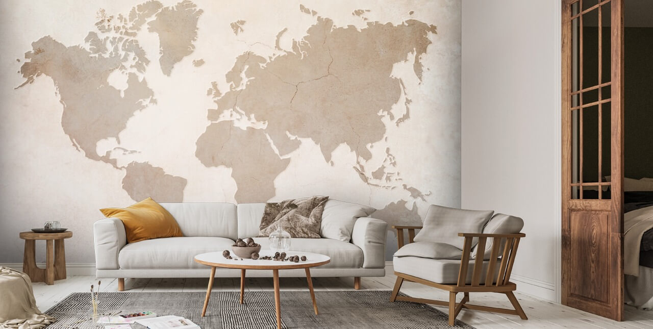 Neutral Map Wallpaper | Wallsauce US