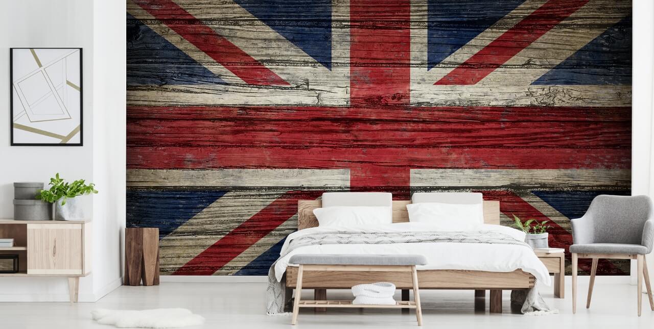 Union Jack auf Holzplatten Tapete