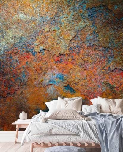 farverigt rusttapet vægmaleri kaldet Rusty Rainbow til kontor eller hjem farverigt rusttapet vægmaleri kaldet Rusty Rainbow til kontor eller hjem