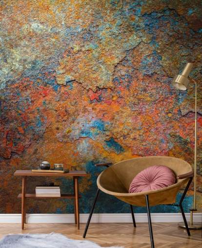 farverigt rusttapet vægmaleri kaldet Rusty Rainbow til kontor eller hjem farverigt rusttapet vægmaleri kaldet Rusty Rainbow til kontor eller hjem