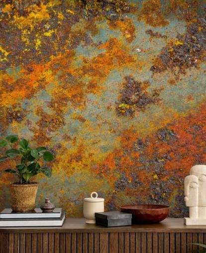 orange metal wallpaper mural called Flecks of Rust for living rooms, bedrooms and commercial spaces orange metal wallpaper mural called Flecks of Rust for living rooms, bedrooms and commercial spaces