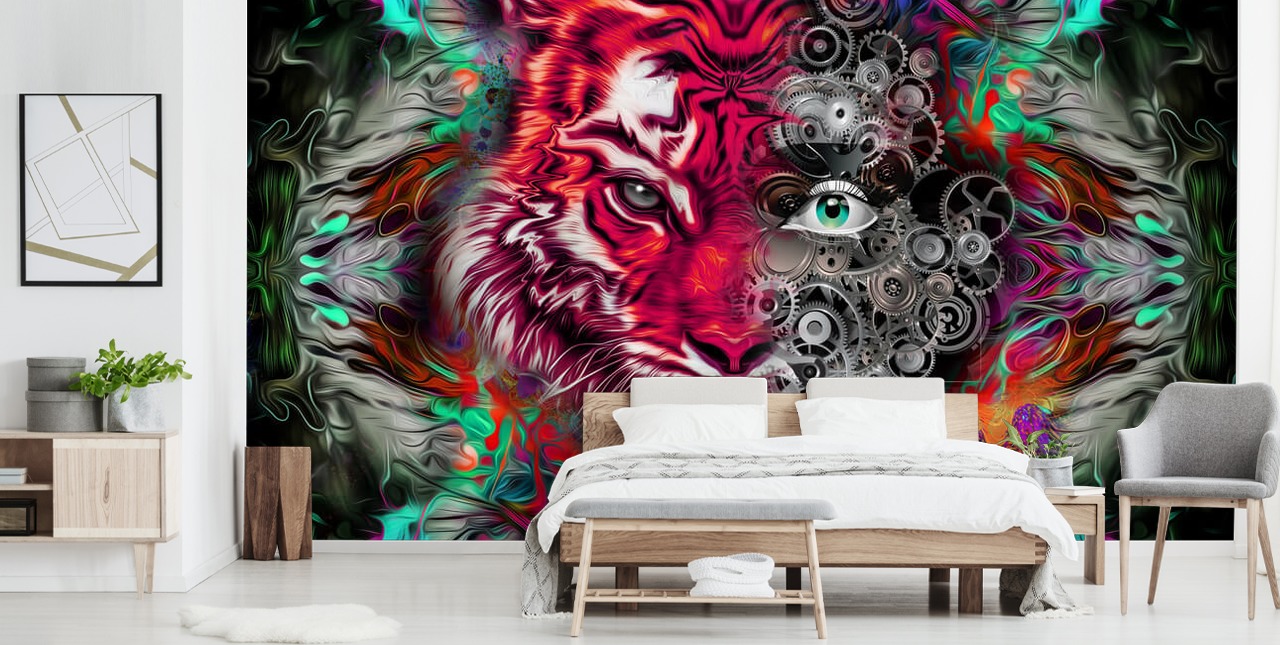 colourful tiger graffiti wallpaper