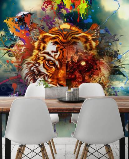 bunte Graffiti-Tiger Tapete bunte Graffiti-Tiger Tapete