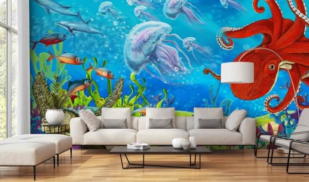 octopus en visbehang