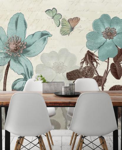 vintage sininen kukka tapetti vintage sininen kukka tapetti