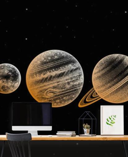 gold toned planets on black background wallpaper gold toned planets on black background wallpaper