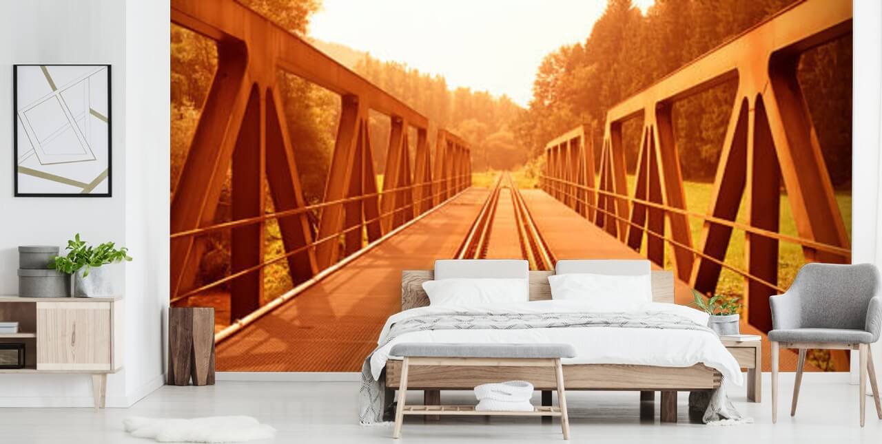 vue sépia du pont de chemin de fer papier peint