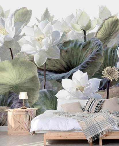 lotuser och lämnar blommig tapeter lotuser och lämnar blommig tapeter