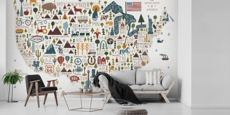 Living Room Wallpaper & Wall Murals | Wallsauce US