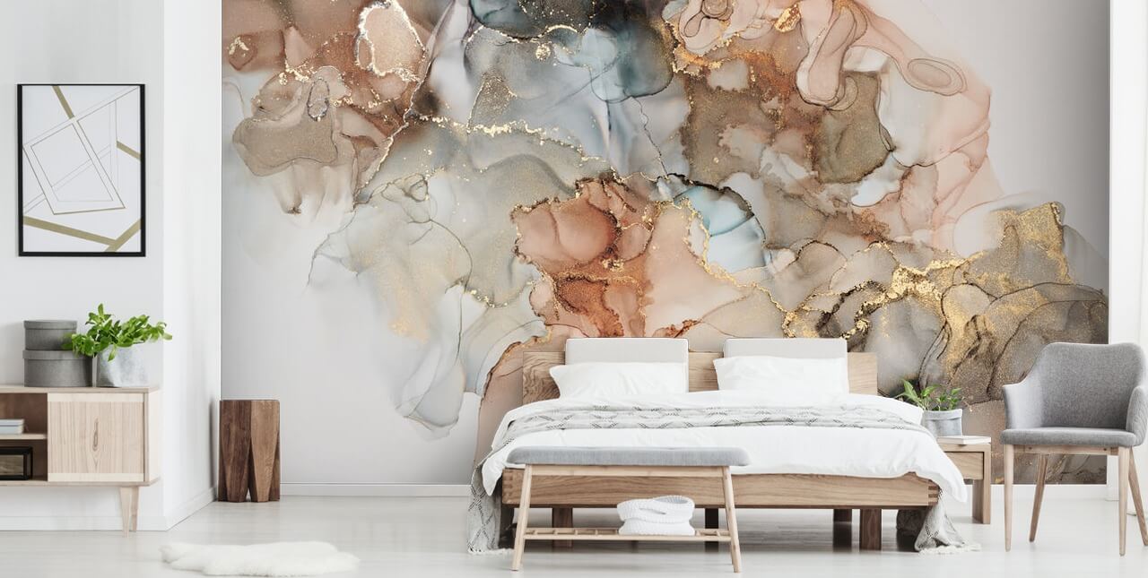 beige en bruin aquarelbehang