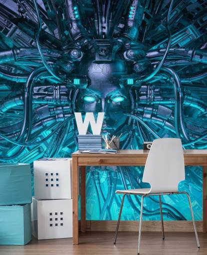 blue cyber woman head wallpaper blue cyber woman head wallpaper