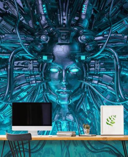 blue cyber woman head wallpaper blue cyber woman head wallpaper