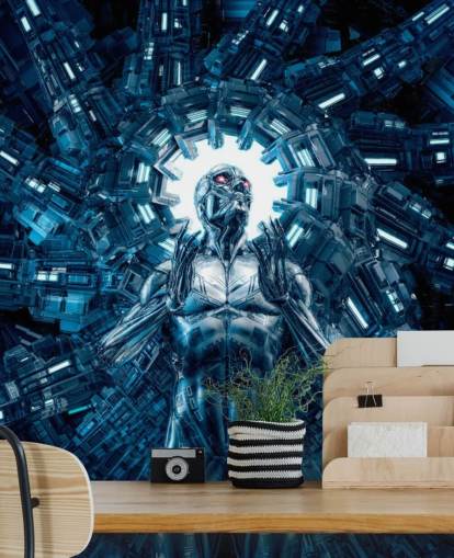 dark blue robot art wallpaper dark blue robot art wallpaper