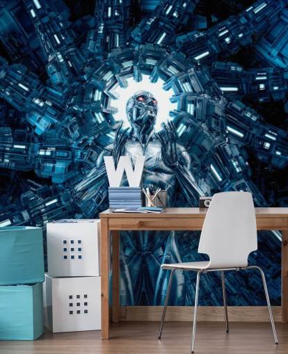 dark blue robot art wallpaper dark blue robot art wallpaper