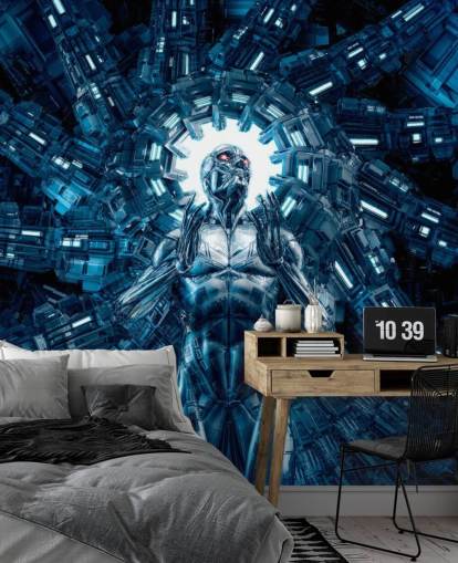 dark blue robot art wallpaper dark blue robot art wallpaper