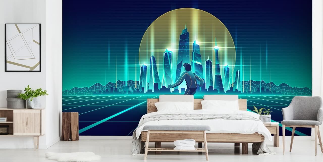 blaue Science-Fiction-Welt Tapete