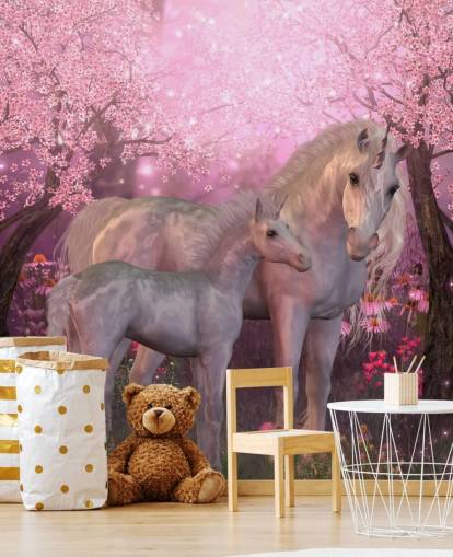 Papier peint Licorne et poulain licorne Papier peint Licorne et poulain licorne
