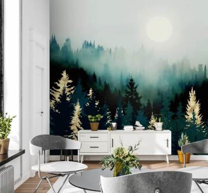 tåkete abstrakt skog tapet