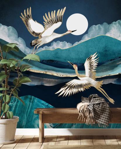 Midnight Cranes SpaceFrog Designs Prints Midnight Cranes SpaceFrog Designs Prints